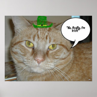St. Patrick's Day Orange Tabby Cat Poster