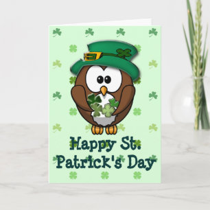 St. Patrick's Day owl Card