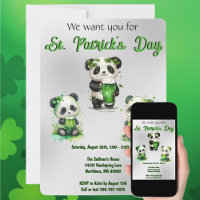 St. Patrick's Day Panda Bear Party Invitation