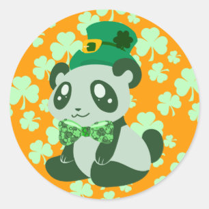 St. Patrick's Day Panda Classic Round Sticker