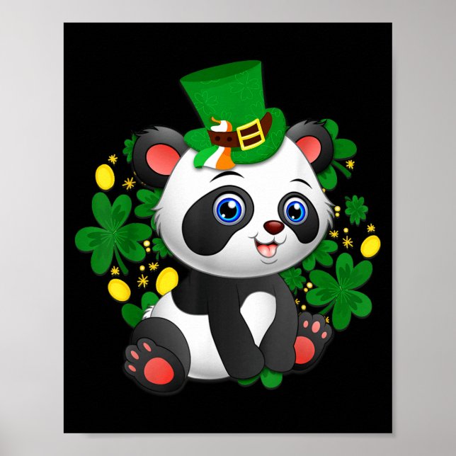 St Patricks Day Panda Cute Bear Lover Gift  Poster (Front)