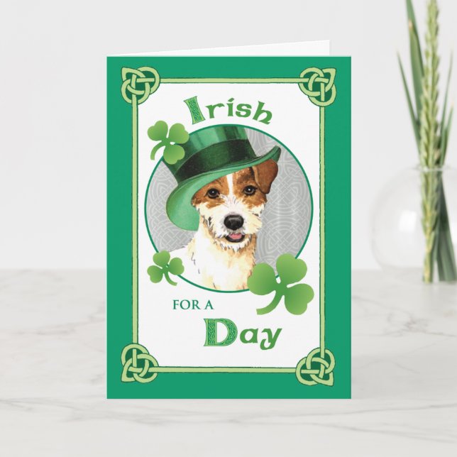 St. Patrick's Day Parson Russell Terrier Card (Front)