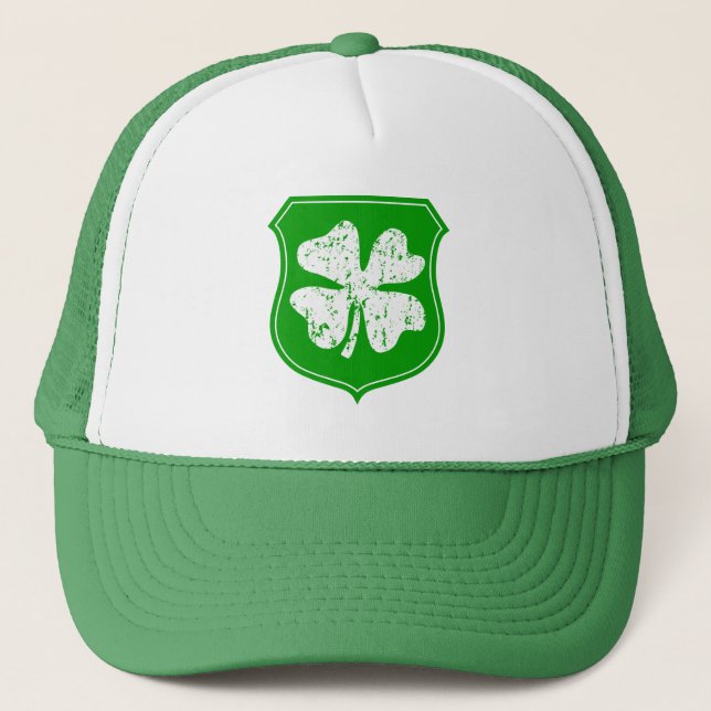 St Patricks Day party hat with lucky shamrock logo (Front)