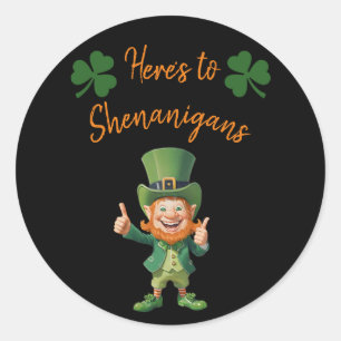 St Patrick's Day Party-Here's to Shenanigans- Classic Round Sticker