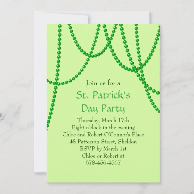 St. Patrick's Day Party Invitation - green (Front)