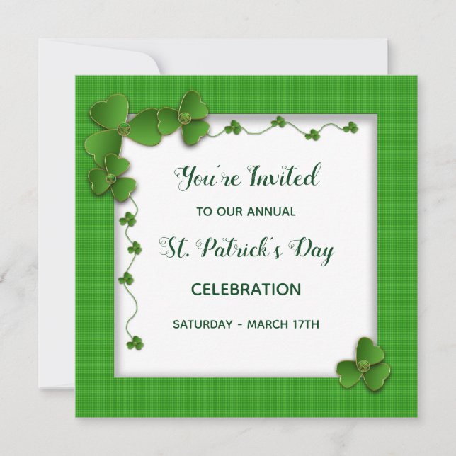 St. Patrick's Day Party Invitation - Shamrocks (Front)