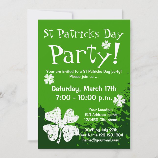 St Patricks Day party invitations | Customisable (Front)