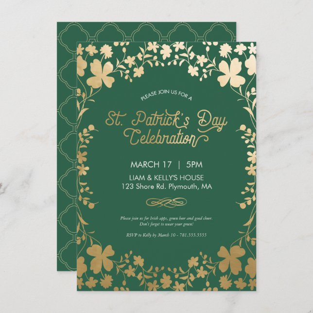 St. Patrick's Day Party Invite - Custom Card (Front/Back)