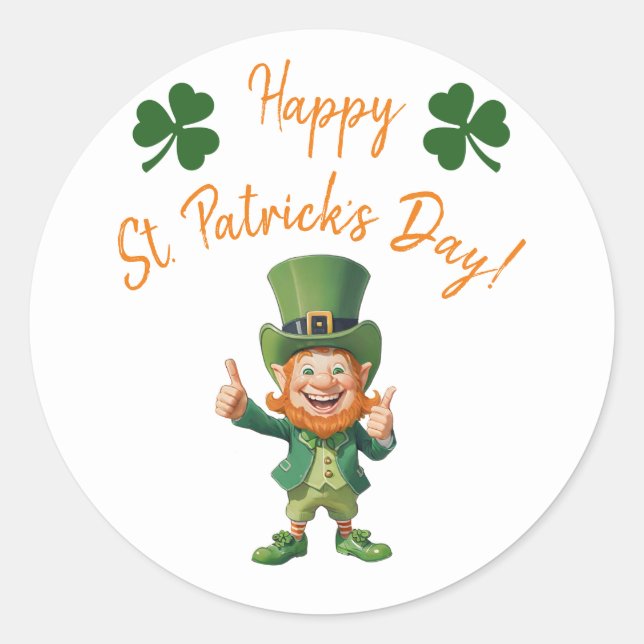 St Patrick's Day Party-Leprechaun Classic Round Sticker (Front)