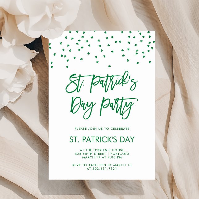 St Patricks Day Party | Modern Green and White Invitation (Creator Uploaded)