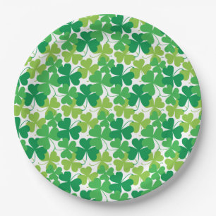 St. Patrick's Day Party  Plates, Shamrock Print Paper Plate