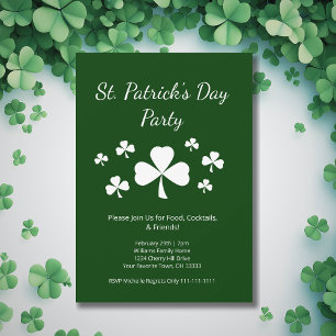 St. Patrick's Day Party Shamrocks Irish Green Invitation
