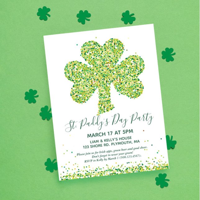ST. PATRICK'S DAY Party Sharmock Postcard  (Saint Patrick's Day Party Invitation Postcard)