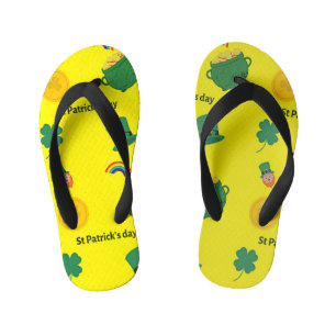 St patrick's day pattern on yellow kid's jandals