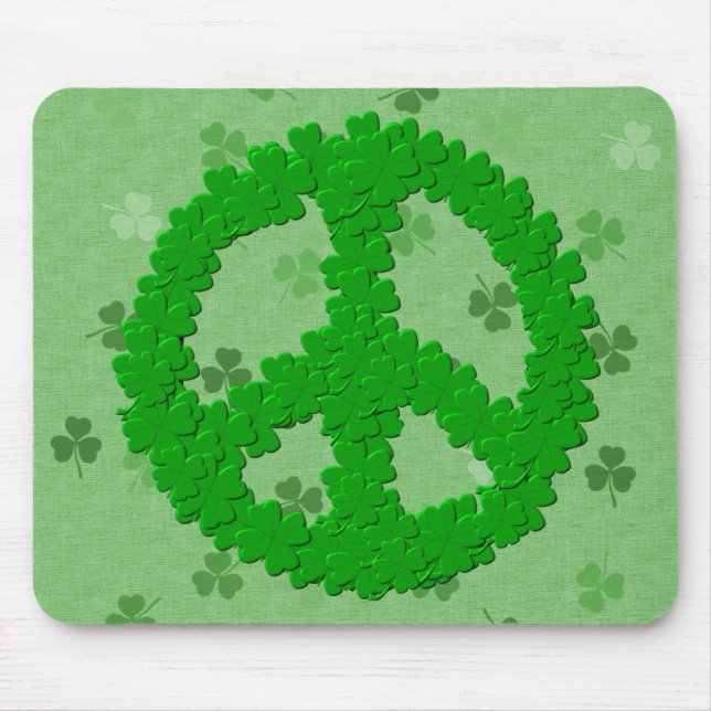St Patrick's Day Peace Sign Mouse Pad (Front)