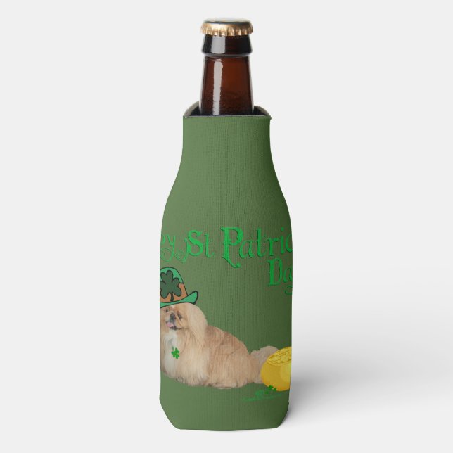 St Patricks Day Pekingese Bottle Cooler (Bottle Front)