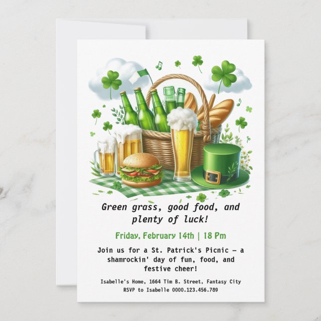 St. Patrick's Day Picnic Lucky Fun Under the Green Invitation (Front)