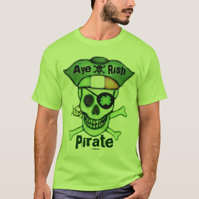 St. Patrick's Day Pirate Skull T-Shirt (Front)