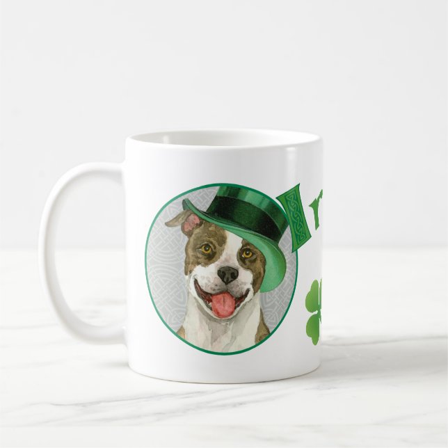 St. Patrick's Day Pit Bull Coffee Mug (Left)