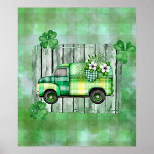 St. Patrick's Day Plaid Vintage Truck  Poster