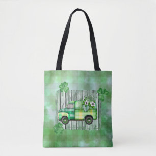 St. Patrick's Day Plaid Vintage Truck Tote Bag