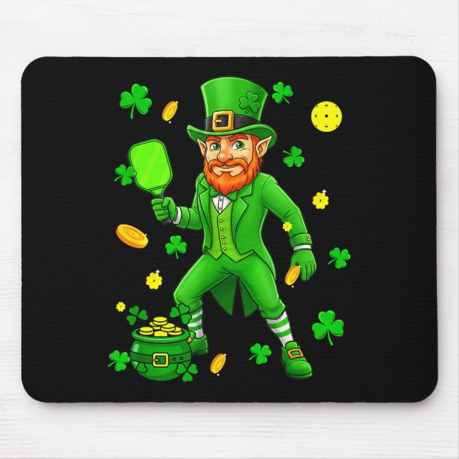 St. patrick's day playing pickleball matching mouse pad (Front)