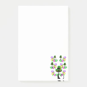 St. Patrick's Day Post it Notes Floral Cat