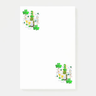 St. Patrick's Day Post it Notes Shamrock Wine