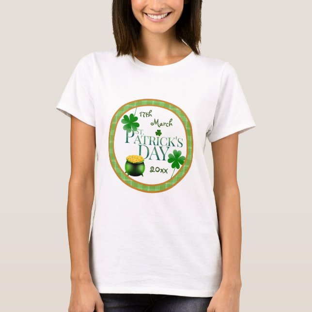 St Patrick's Day Pot o' Gold Shamrock T-Shirt (Front)