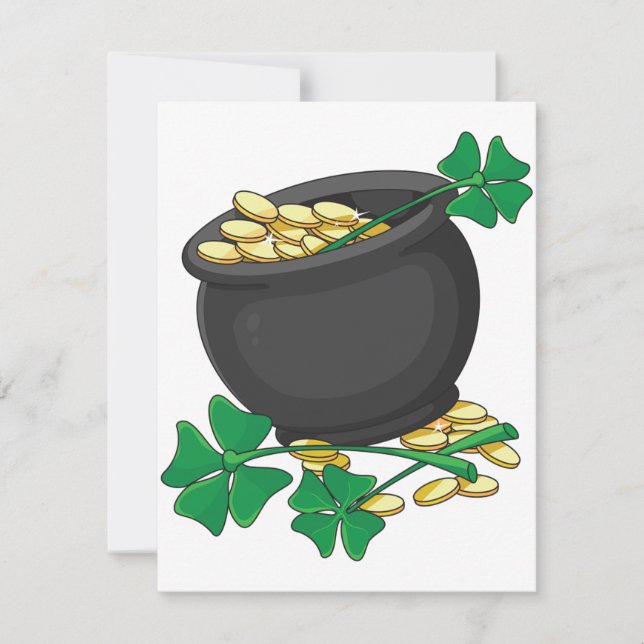 St Patricks Day Pot of Gold and Lucky Shamrocks  Invitation (Front)