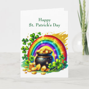 St Patricks Day Pot Of Gold Illustration Holiday Card