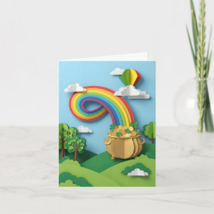 St. Patrick's Day Pot of Gold Rainbow Paper Cutout Card