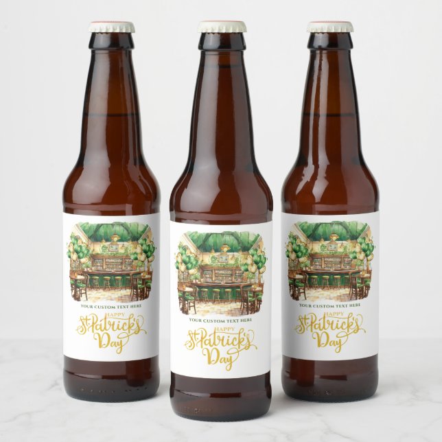 St. Patrick's Day Pub Party Custom Beer Bottle Label (Bottles)