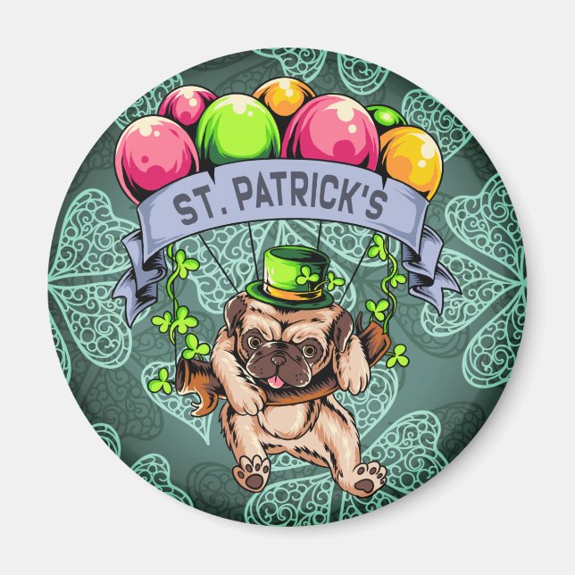St. Patrick's Day Pug Magnet (Front)