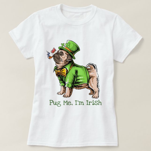 St. Patrick's Day Pug T-Shirt (Design Front)