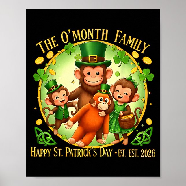 St patricks day punch monkey funny cute animal  poster (Front)