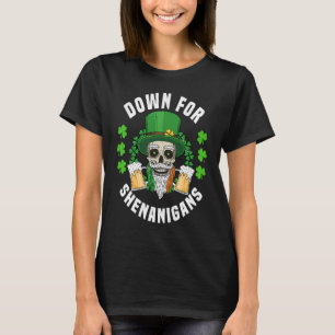 St Patrick's Day pyjamas Pirate Skull Down For She T-Shirt