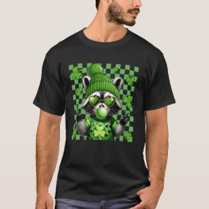St. Patrick's Day Racoon Lovers Shamrocks Kids Bo T-Shirt
