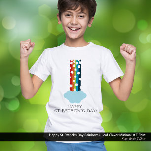 St. Patrick's Day Rainbow 4-Leaf Clover Minimalist T-Shirt
