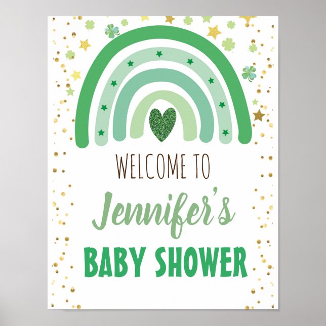 St Patrick's Day Rainbow Baby Shower Welcome Sign (Front)