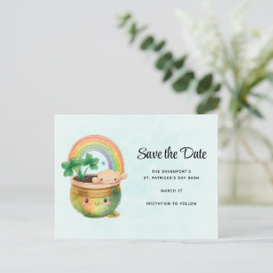 St. Patrick's Day Rainbow & Clover Save the Date Invitation Postcard