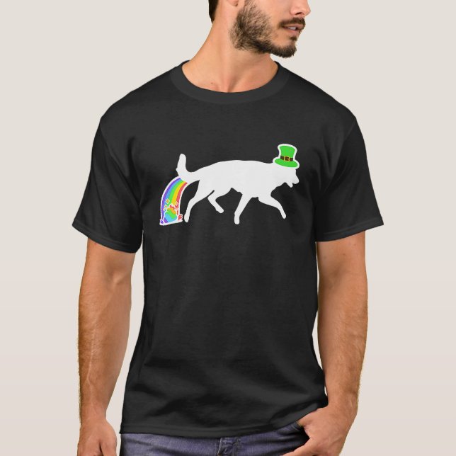 St Patrick's Day Rainbow Dog  German Shepherd T-Shirt (Front)