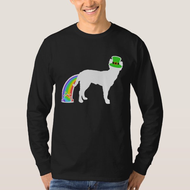 St Patrick's Day Rainbow Dog  Mudi T-Shirt (Front)