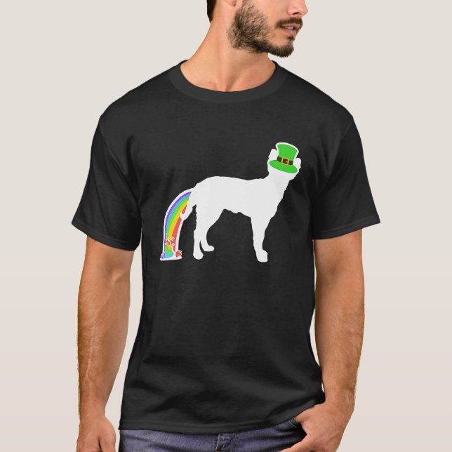 St Patrick's Day Rainbow Dog  Mudi T-Shirt (Front)