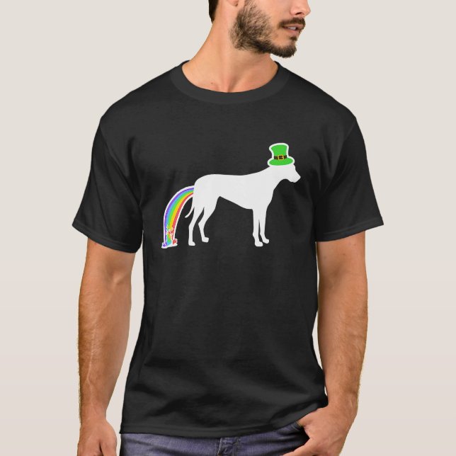 St Patrick's Day Rainbow Dog  Rhodesian Ridgeback T-Shirt (Front)