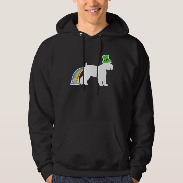 St Patrick's Day Rainbow Dog  Schnauzer Hoodie (Front)