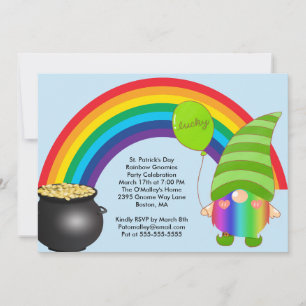 St Patricks Day Rainbow Gnomies LGBT Party Invite