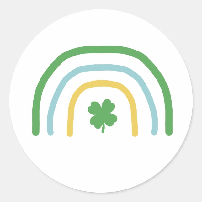 St Patricks Day Rainbow Irish Shamrock Luck Classic Round Sticker (Front)