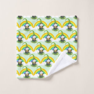 St Patricks Day Rainbow Leprechaun Lucky Charms Wash Cloth