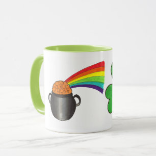 St. Patrick's Day Rainbow Pot of Gold Shamrock Mug